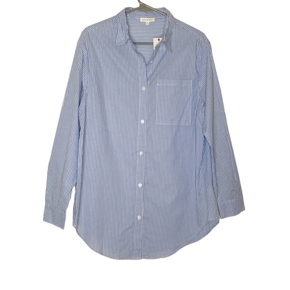 ULTRA Flirt blue striped button down shirt Size M - Picture 2 of 3